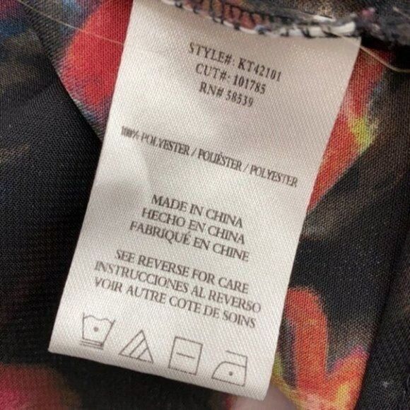 Kut from the Kloth Women Black Floral Long Sleeve Chiffon Blouse Size M - Picture 7 of 9